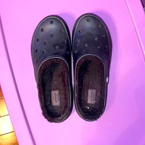 Black Fur Crocs
